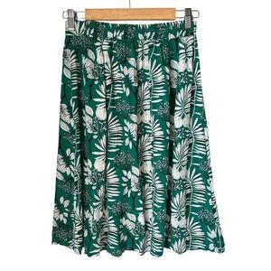 Misska Green Floral Print Skirt Elastic Waist Spring Summer Casual‎ Small Petite